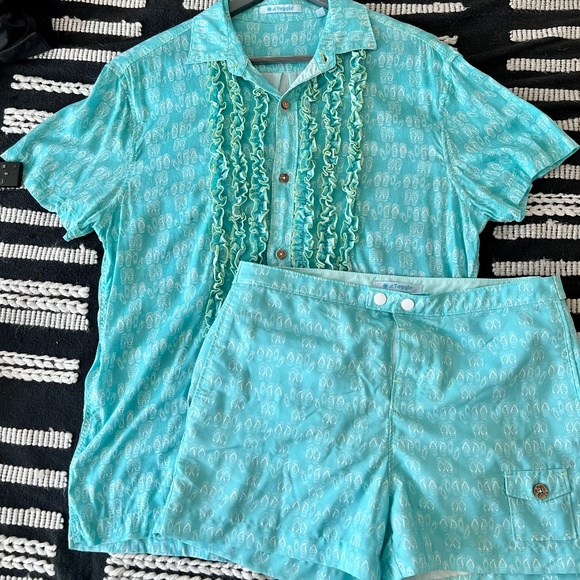 Men's El Tuggle Flip Flop Matching Set with Shirt & Swim Shorts - Picture 1 of 5